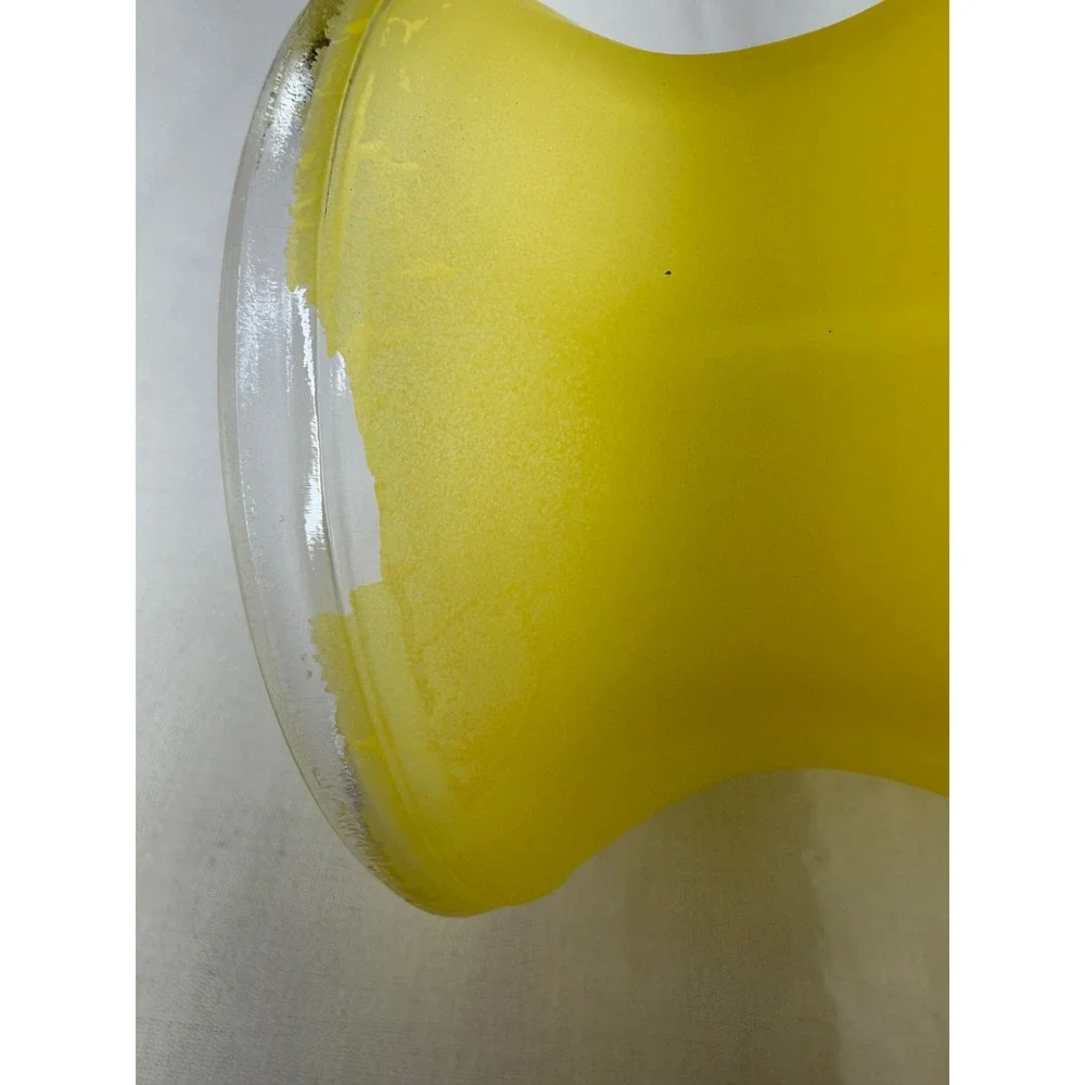 Vintage GGG Frosted Yellow Glass Paneled Vase Flared Rim 8